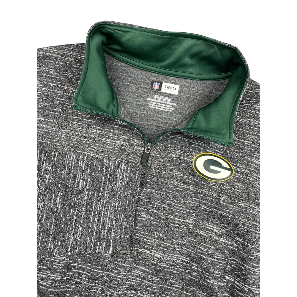 Green Bay Packers NFL Apparel Excellent Pullover Men 2XL Gray/Green 1/4 Zip